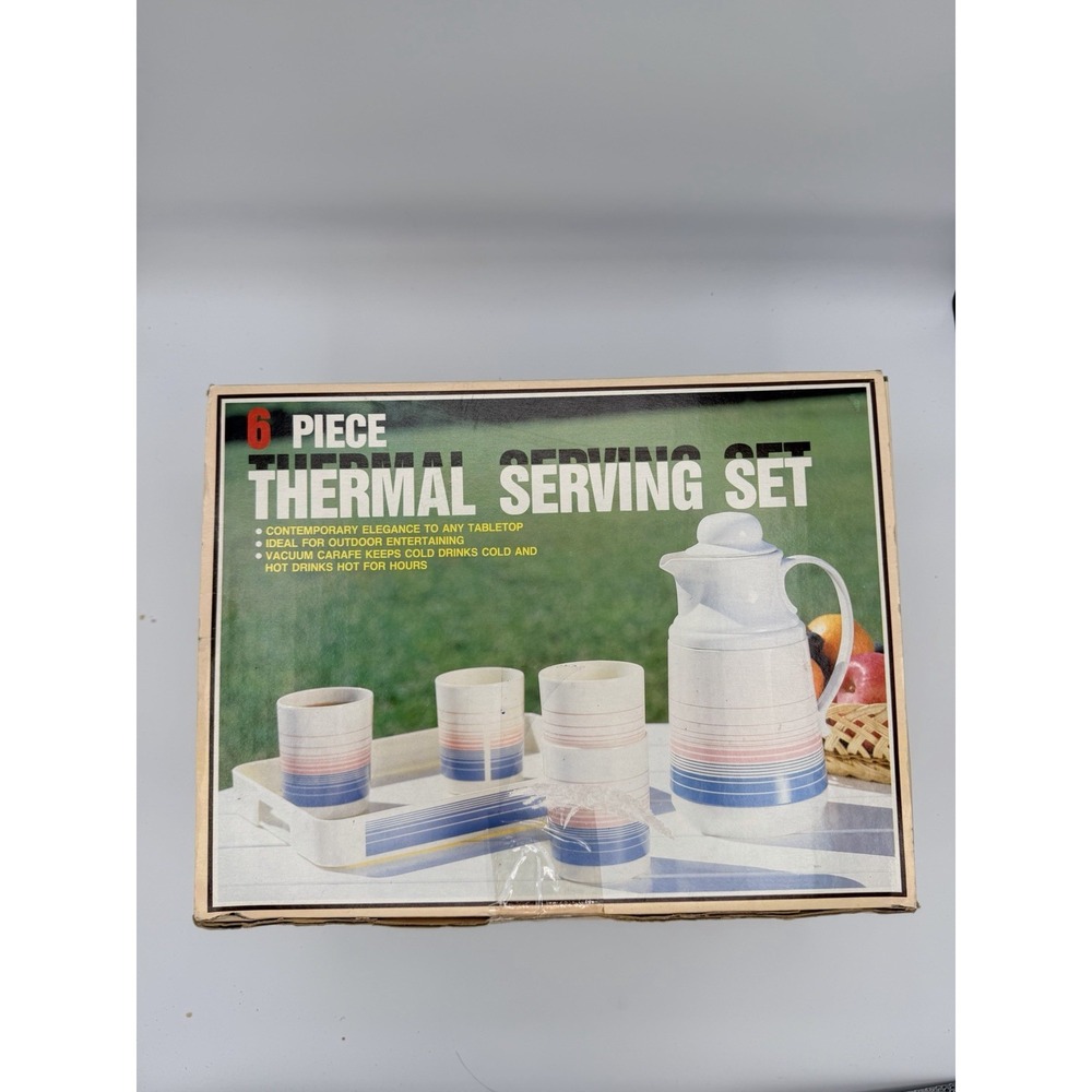 Phoenix THERMAL SERVER SET   Coffee Carafe plus 4 Mugs And Tray in Box  Retro!